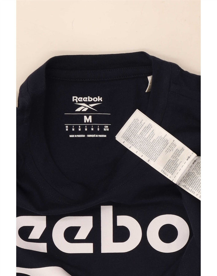 Reebok T-Shirt Graphic Homme Bleu Marine Moyen Coton