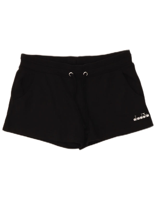 Diadora Short de Sport Femme UK 14 Coton Noir Moyen