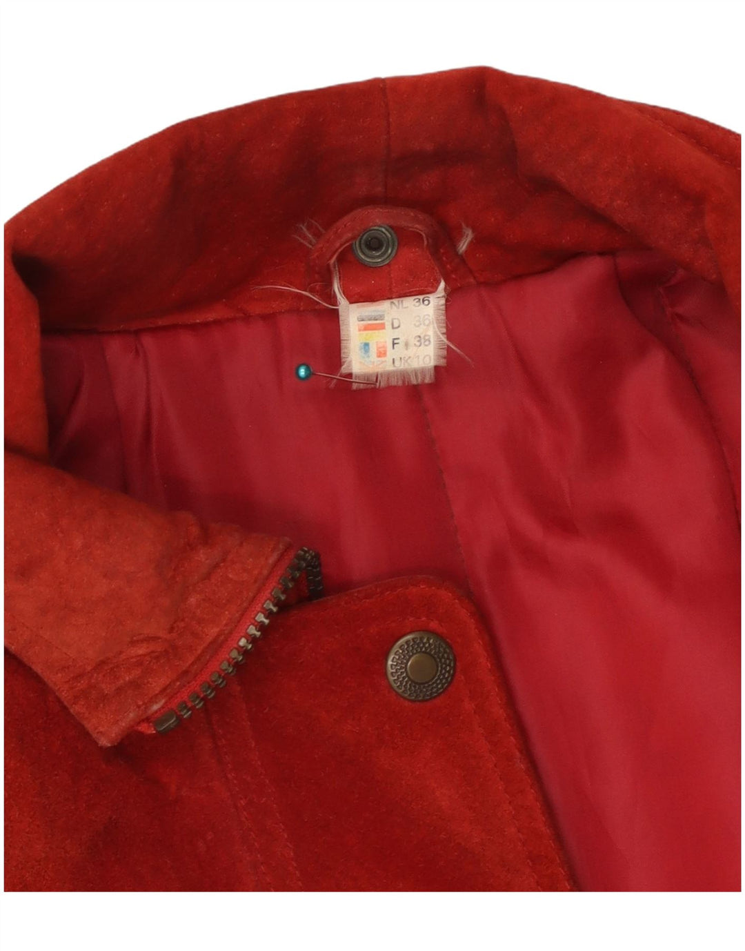 vintage Femmes Suède Overcoat Oversize UK 10 Petit Rouge