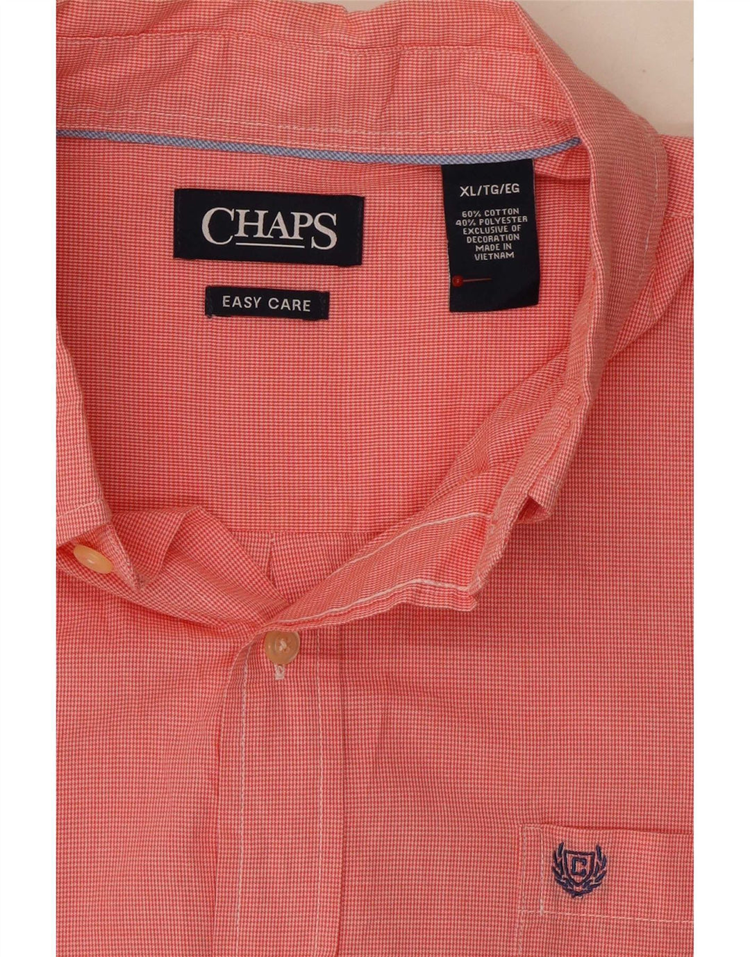 Chaps Chemise à Manches Courtes Homme XL Rouge Pied de Poule Coton