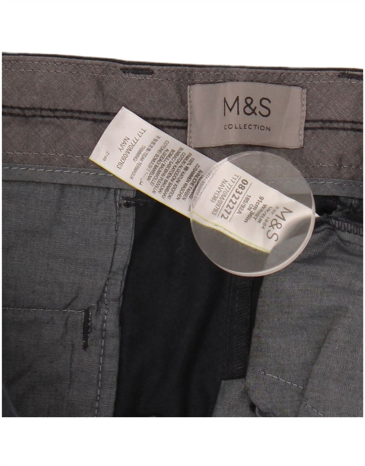 Marks & Spencer Short Chino Homme W36 Large Bleu Marine Coton