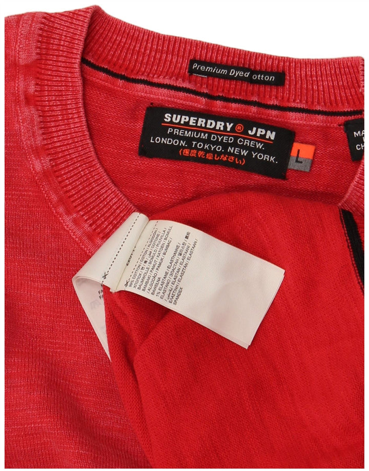 Superdry Pull ras du cou pour homme en coton rouge Large