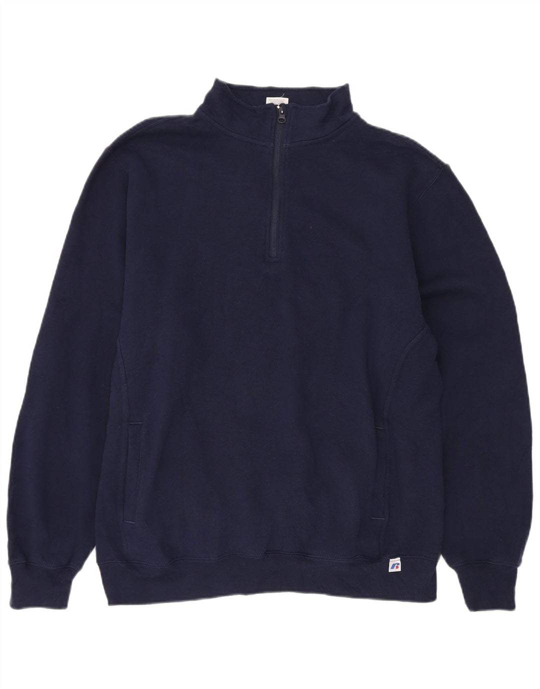 RUSSELL ATHLETIC Sweat-shirt à col zippé pour homme en coton bleu marine Taille L