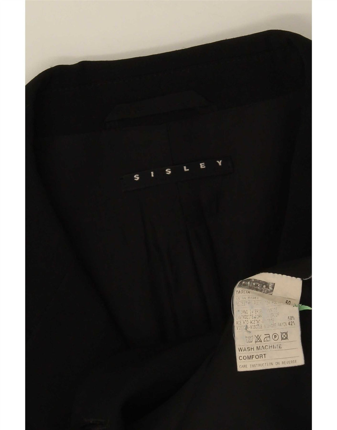Sisley Veste Blazer 3 Boutons Homme IT 50 Large Noir Polyester