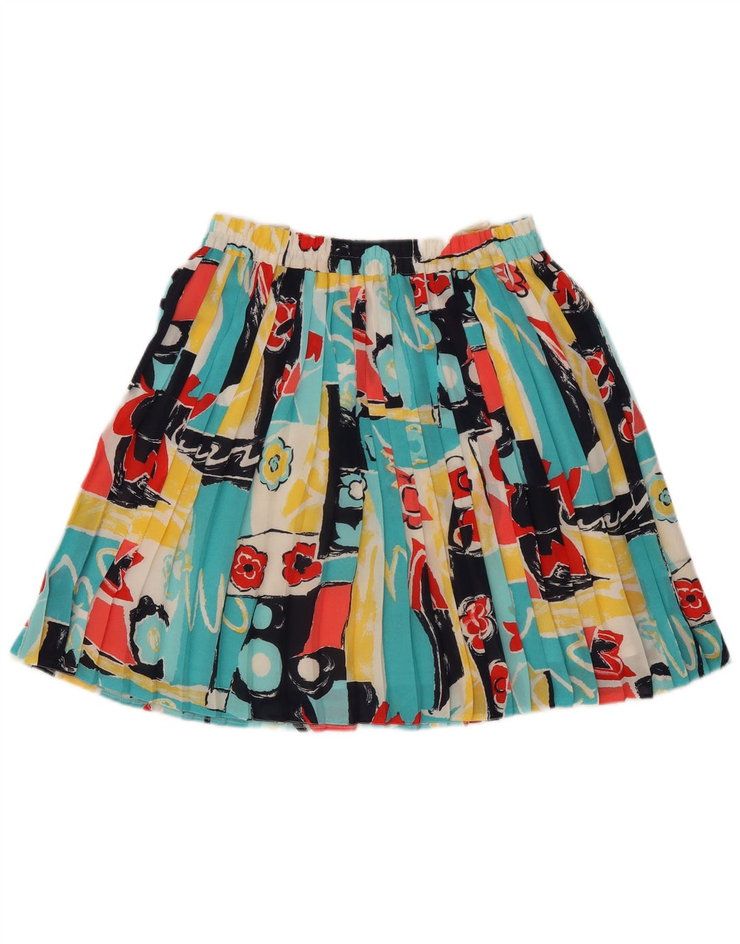 vintage Femmes Motif Abstrait Couteau Jupe Plissée UK 14 Moyen W32 Multic