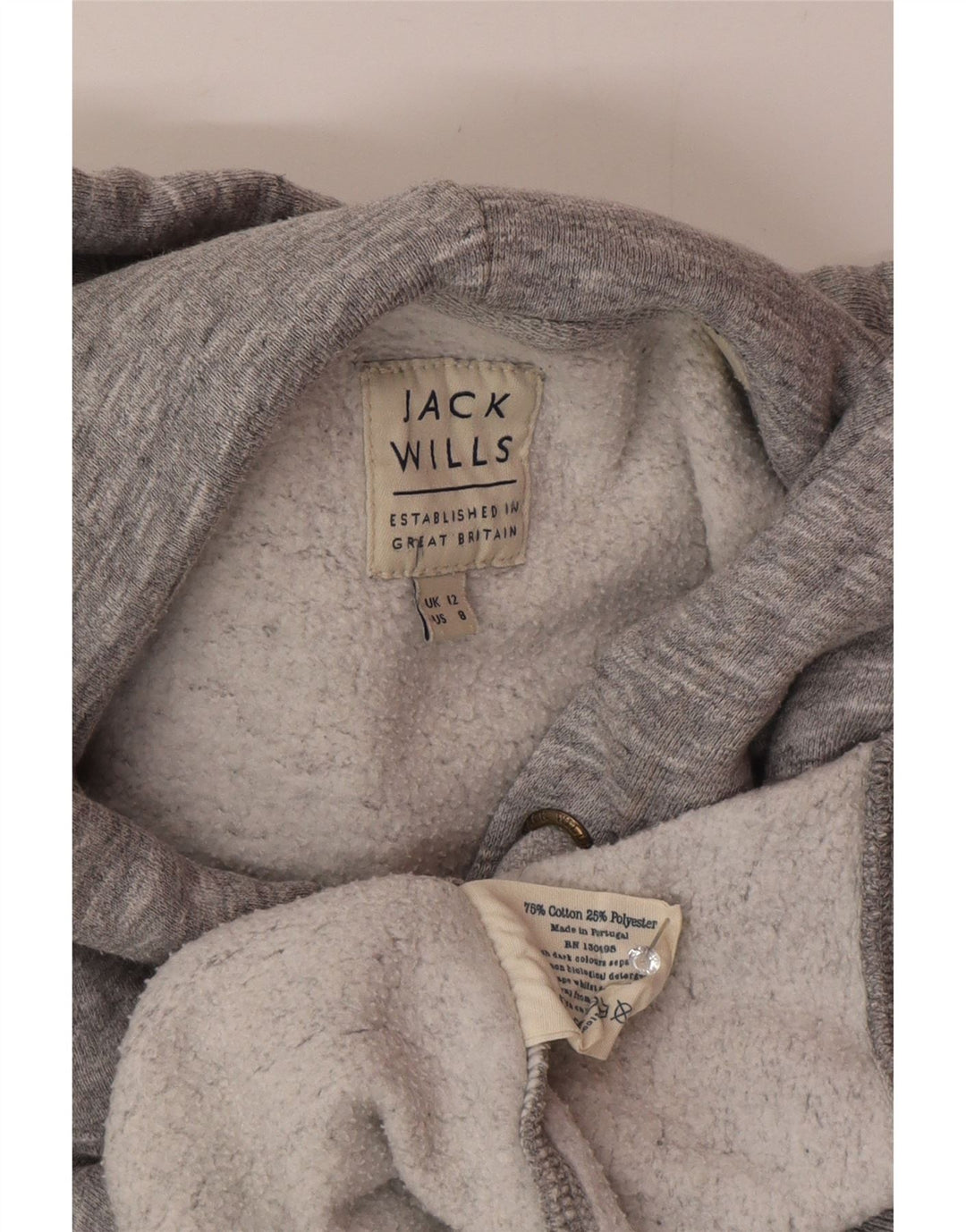 Jack Wills Pull à capuche surdimensionné graphique pour femme UK 12 Gris moyen moucheté