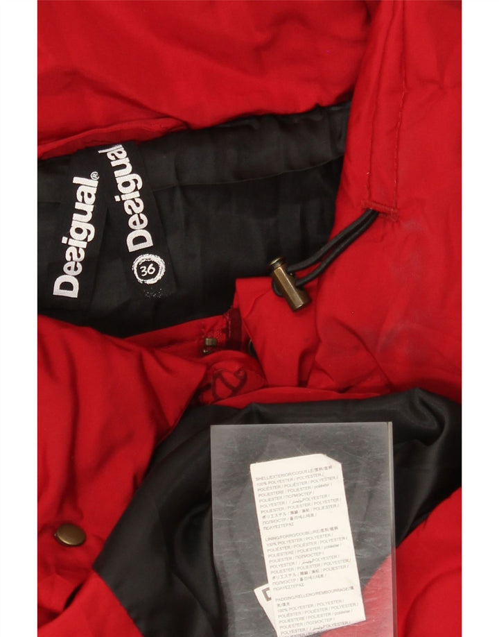 Desigual Manteau Rembourré Femme EU 36 Petit Rouge Floral Polyester