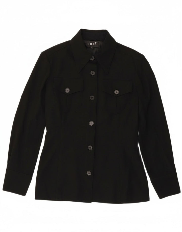 vintage Femme 6 Bouton Blazer Veste UK 14 Grand Polyester Noir