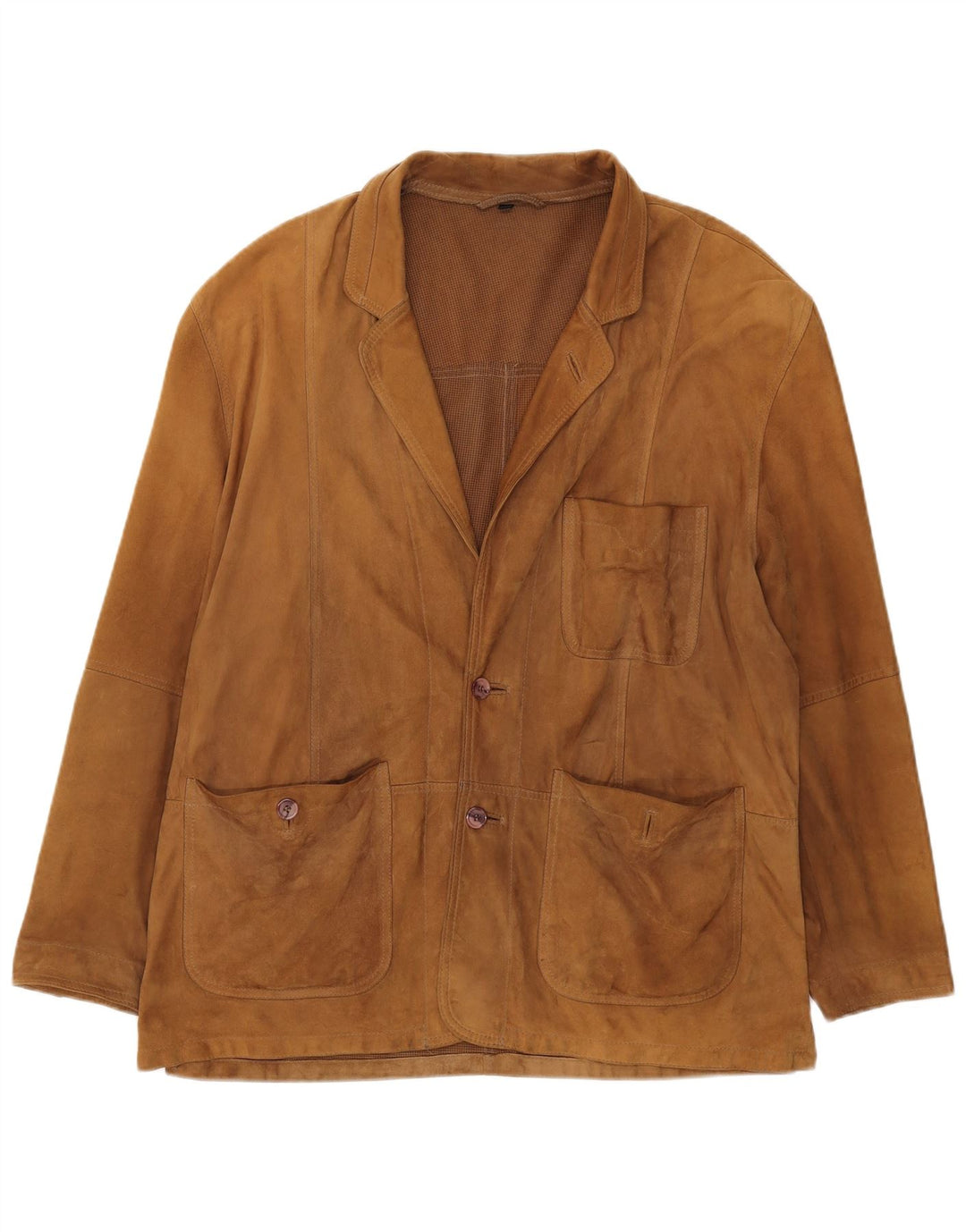 VINTAGE Veste blazer en daim à 2 boutons pour hommes UK 42 XL Cuir marron