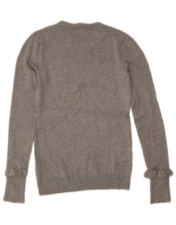 Zara Pull ras du cou pour femme UK 10 Small Gris Viscose