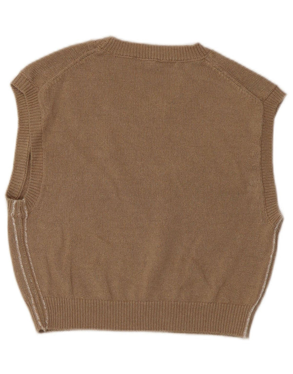 Zara Womens Crop Vest Débardeur UK 12 Marron Moyen