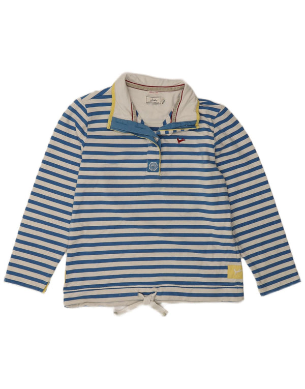 Joules Womens Classic Fit Sweatshirt Jumper UK 14 Large Bleu Rayé Coton
