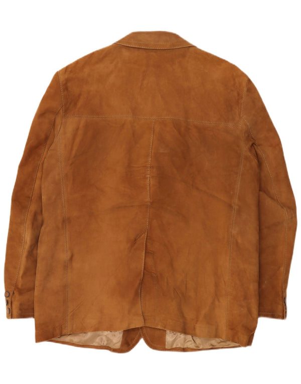 vintage Homme 3 Boutons Blazer En Daim Veste UK 40 Grand Beige