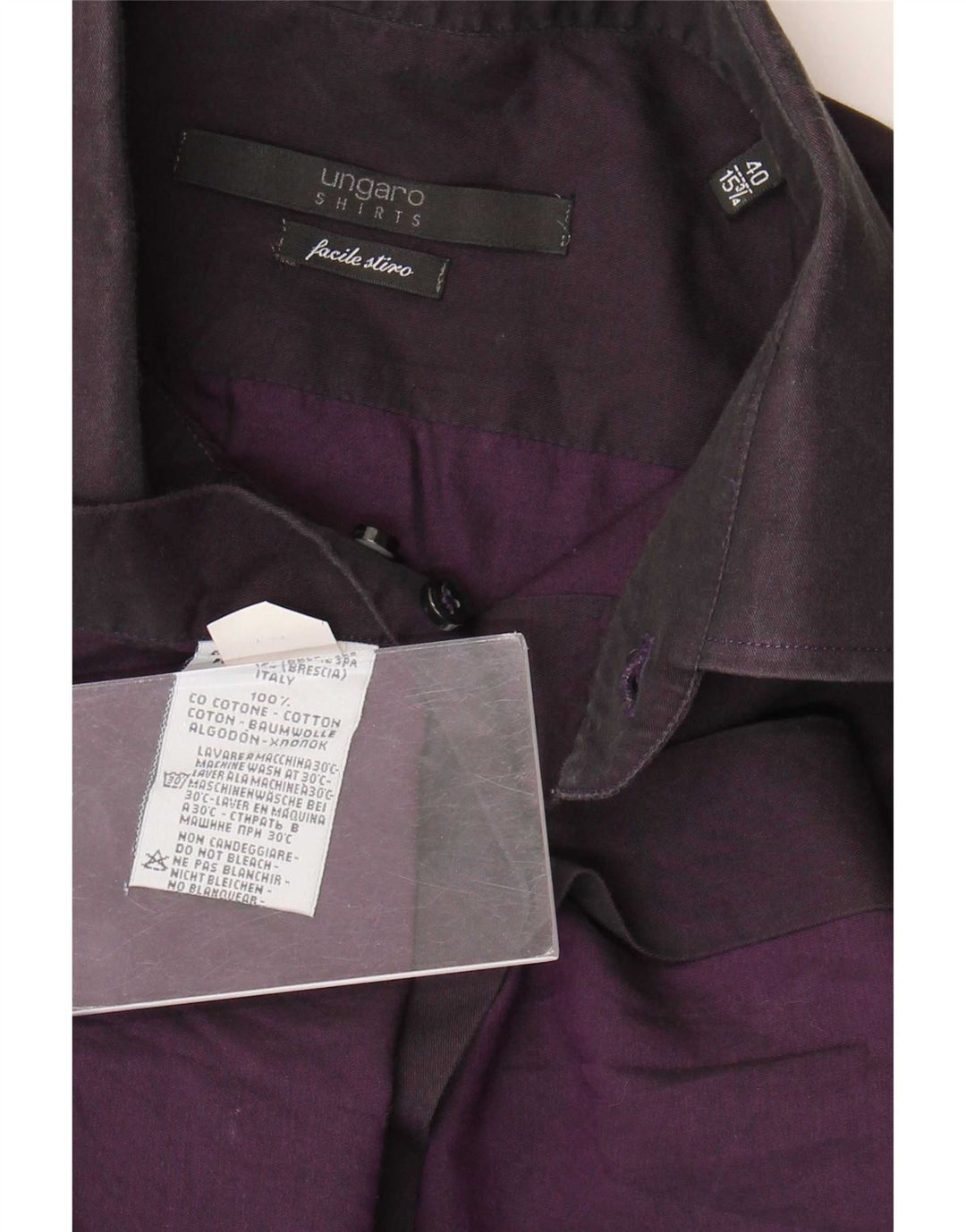 Ungaro Chemise Homme Taille 40 15 3/4 Coton Violet Moyen