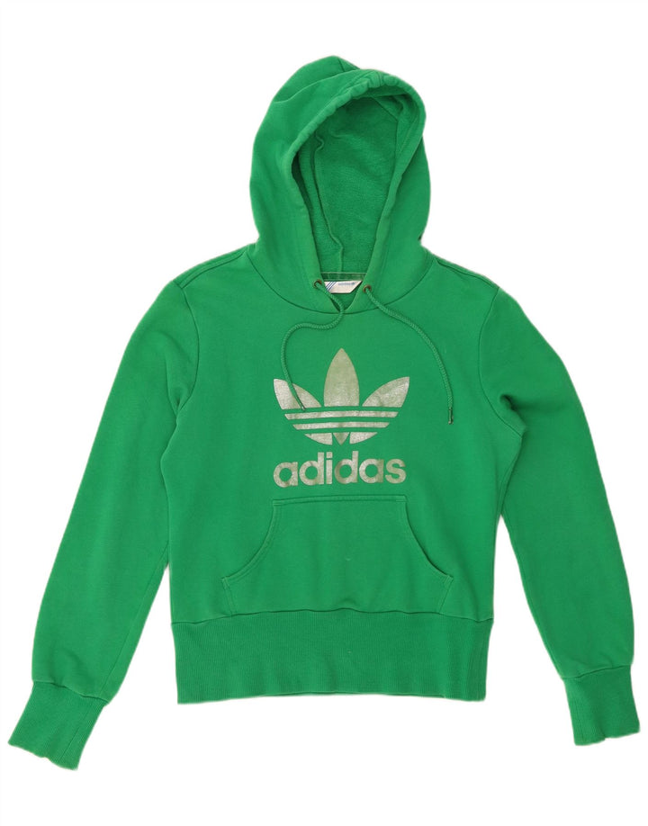 ADIDAS Pull à capuche Crop Graphic pour femme EU 38 en coton vert moyen