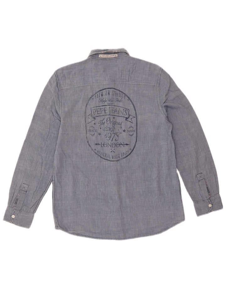 PEPE Jeans Chemise Femme UK 14 Bleu Moyen