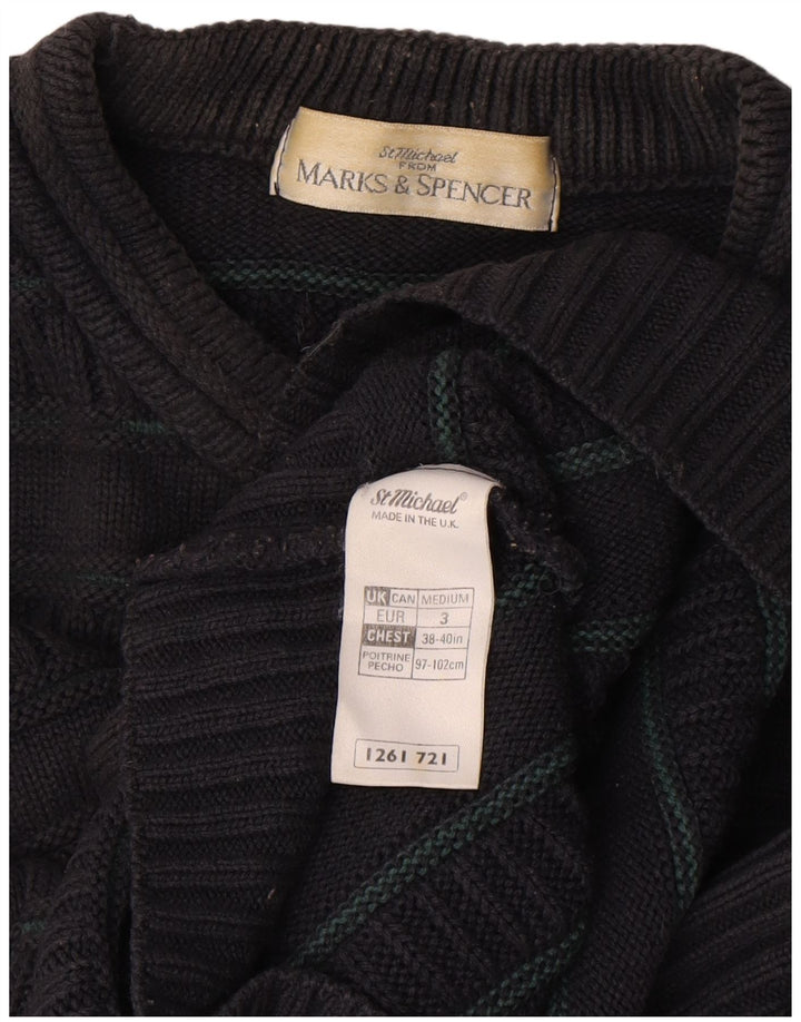 Marks & Spencer Pull à col rond pour homme en acrylique rayé noir moyen