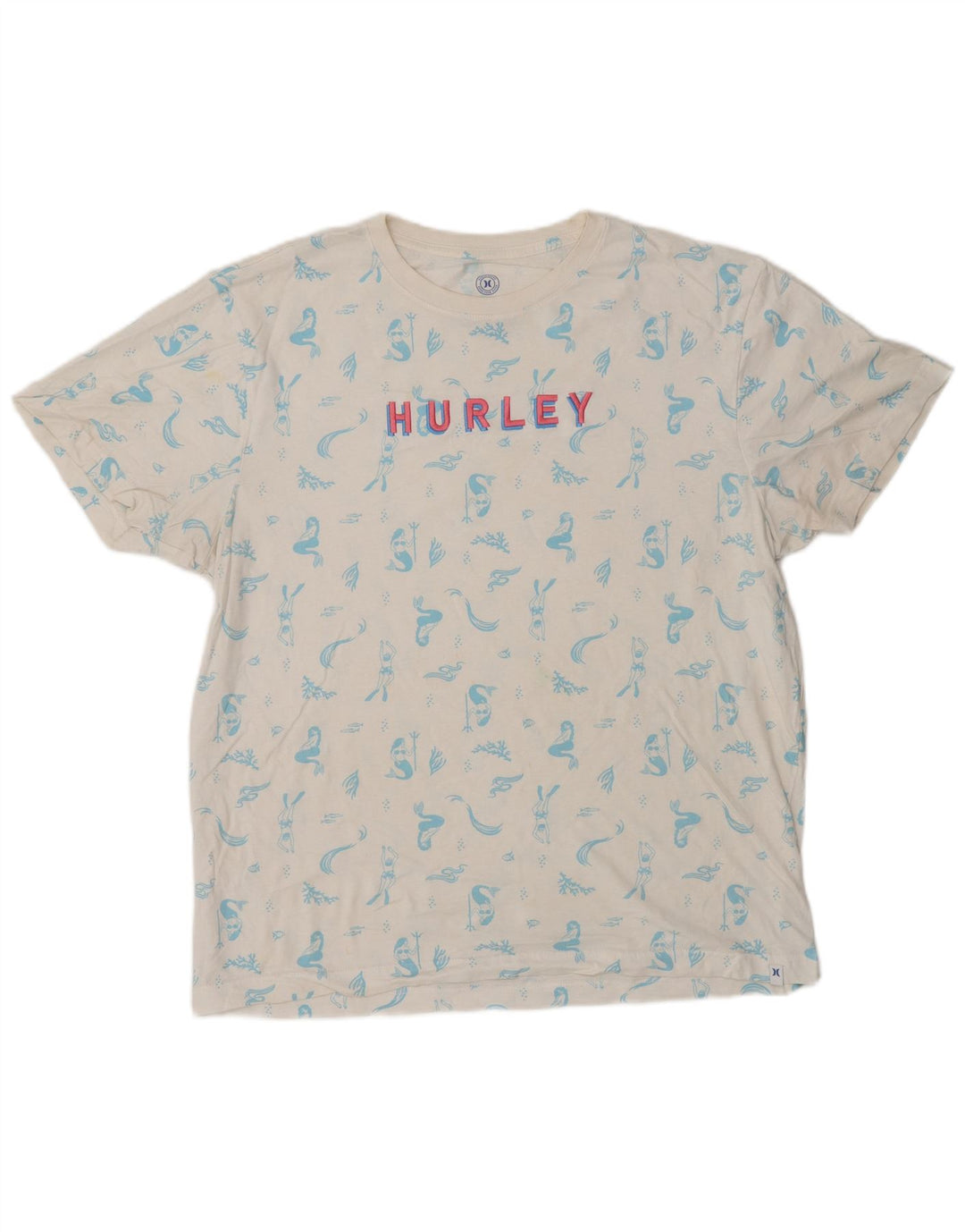 HURLEY T-Shirt Graphique Homme Blanc Moyen Coton