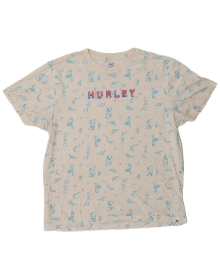 HURLEY T-Shirt Graphique Homme Blanc Moyen Coton