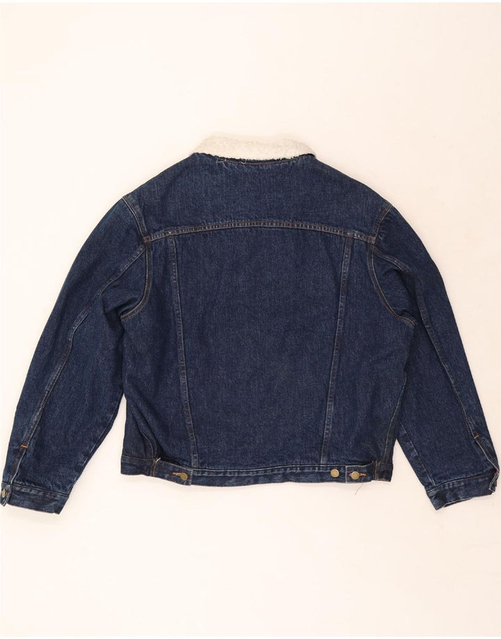 GREEN FOX Veste en Jean Sherpa Homme UK 38 Bleu Moyen