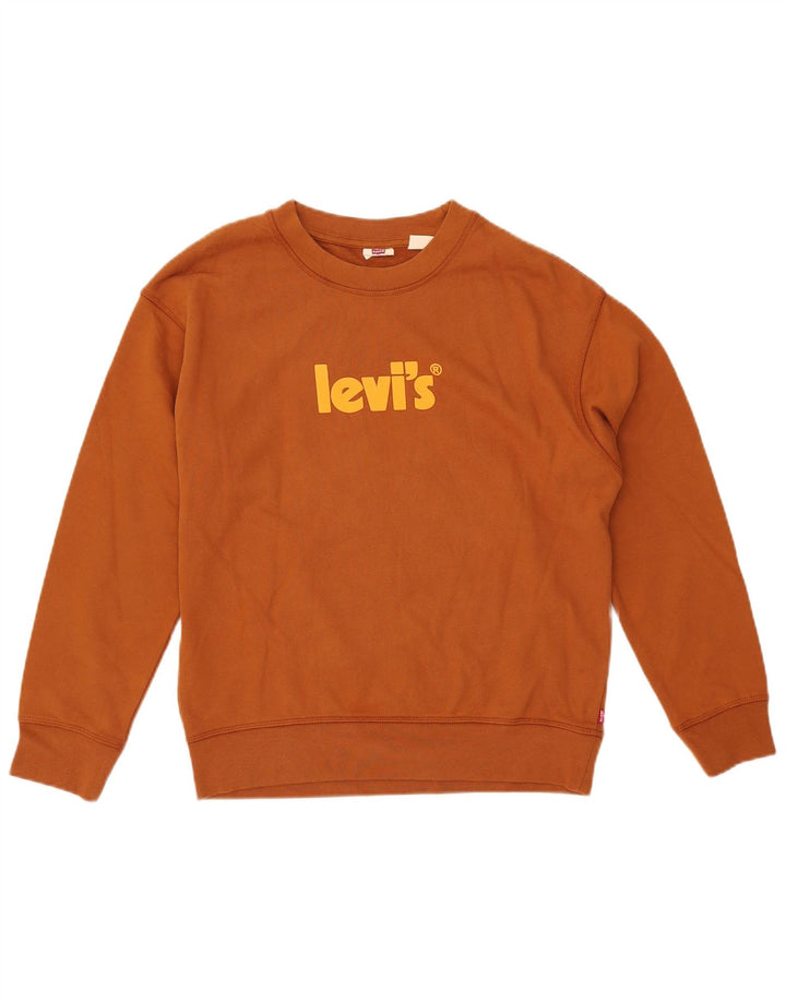 LEVI'S Sweat-shirt graphique surdimensionné pour femme UK 10 Petit coton marron