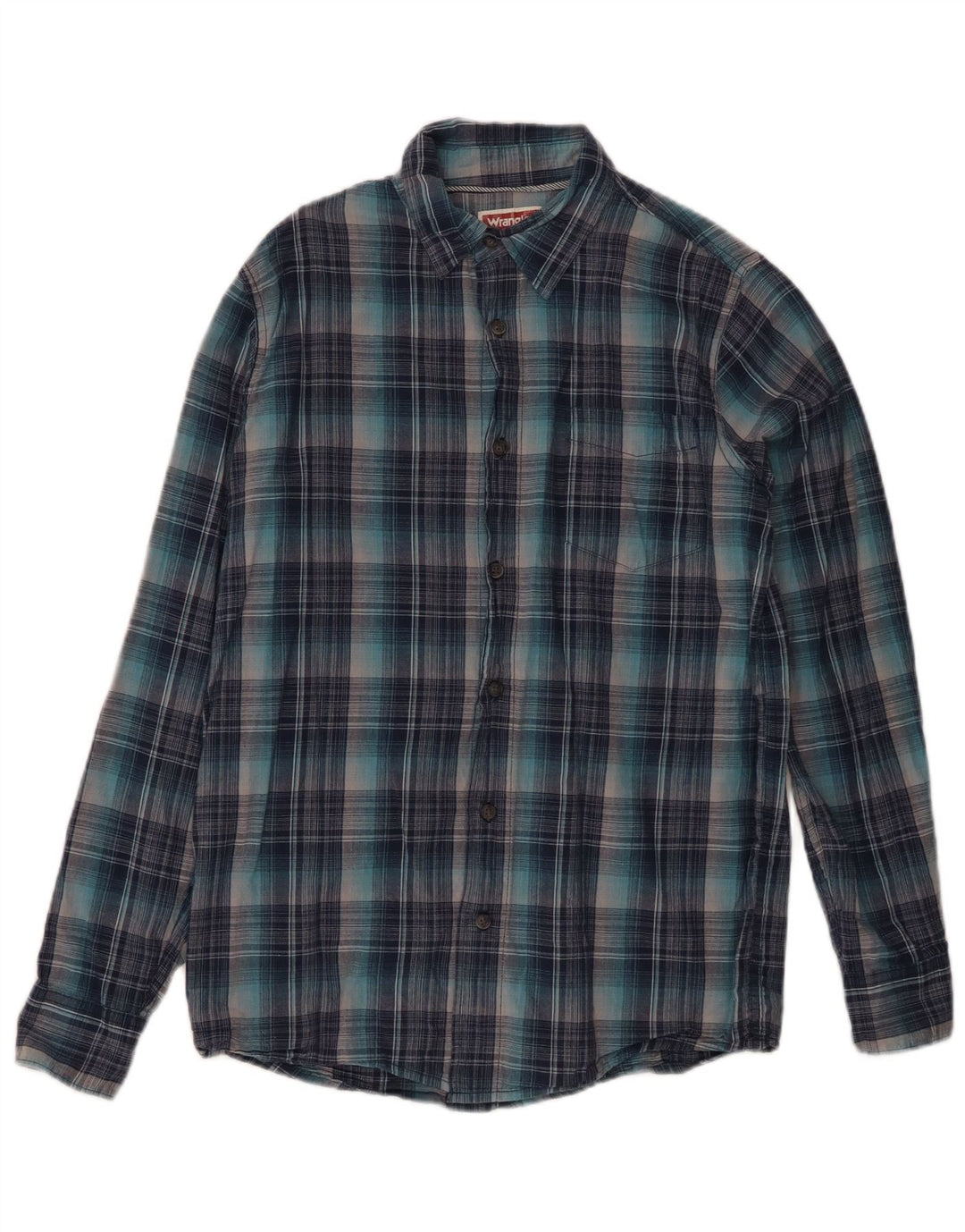 Wrangler Chemise en flanelle pour homme en coton à petits carreaux bleus