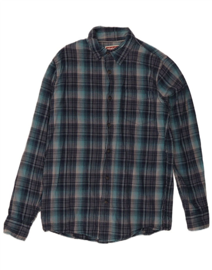 Wrangler Chemise en flanelle pour homme en coton à petits carreaux bleus