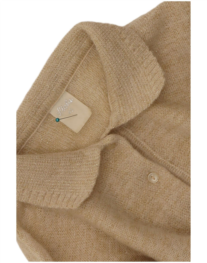 vintage Femme Oversize Polo Neck Jumper Pull EU 40 Beige Moyen