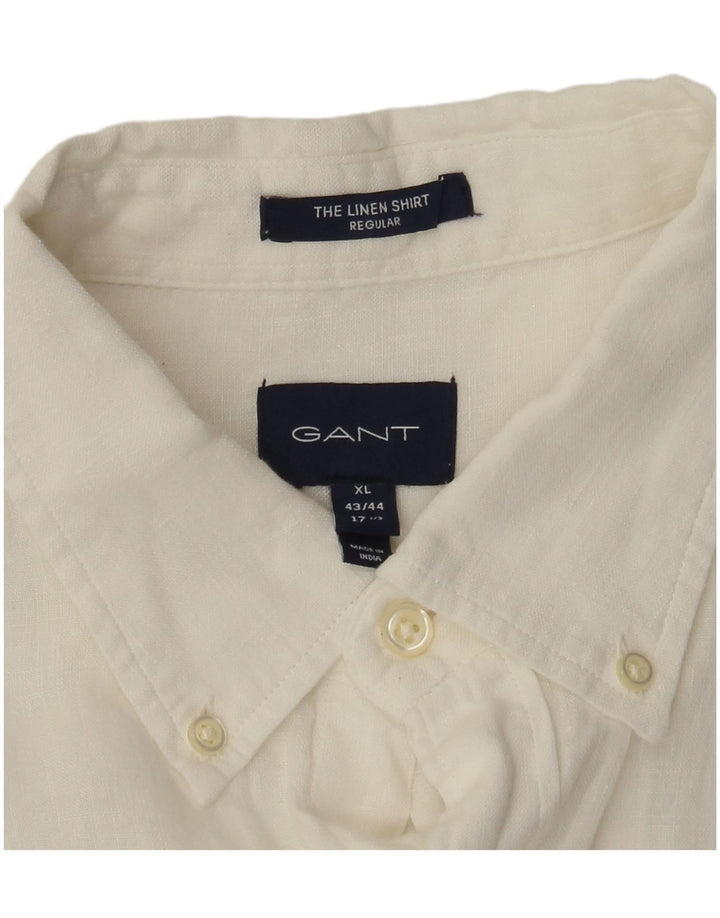Gant Chemise à manches courtes Regular Fit XL en lin blanc pour homme