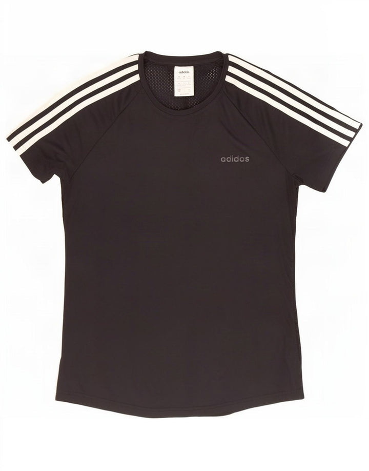 Adidas Climalite T-Shirt Top UK 12/14 Moyen Noir Polyester