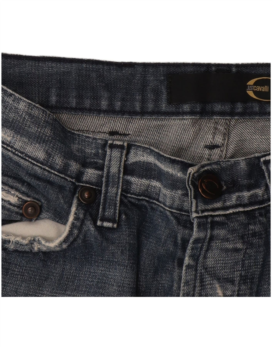 Just Cavalli Jean droit vieilli pour homme W34 L34 Bleu