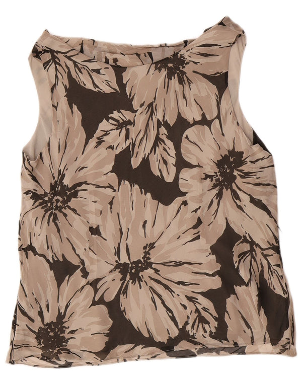 Marks & Spencer Womens Sleeveless Regular Blouse Top UK 20 2XL Brown Floral