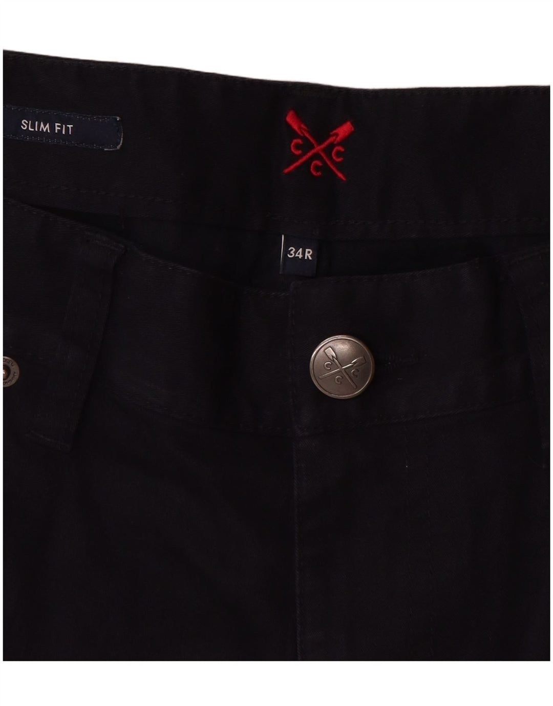 CREW CLOTHING Pantalon décontracté coupe slim pour femme W34 L31 Bleu marine en coton