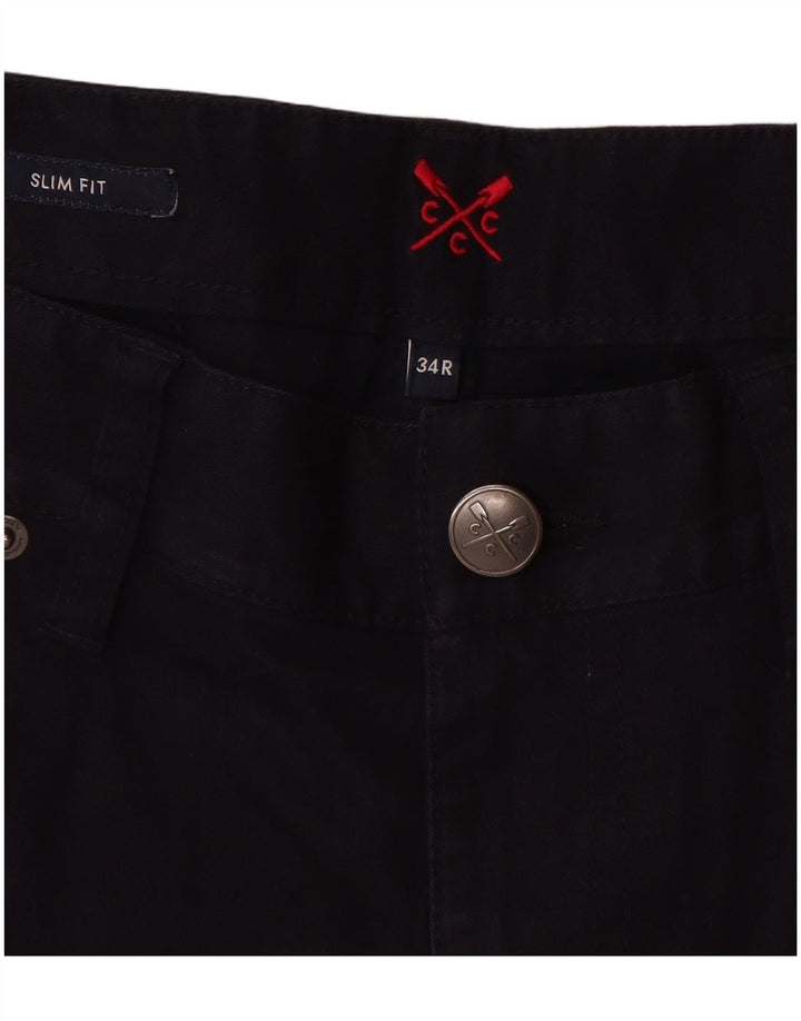 CREW CLOTHING Pantalon décontracté coupe slim pour femme W34 L31 Bleu marine en coton