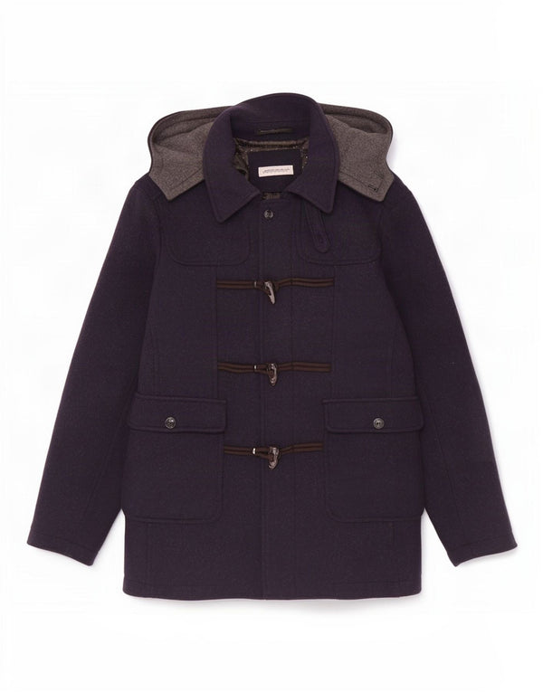 Lorenzo Brunelli Duffle Coat à capuche pour homme UK 38 Bleu marine moyen Coton