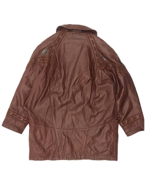 Marcos Manteau en cuir surdimensionné pour femme IT 40 Petit cuir marron