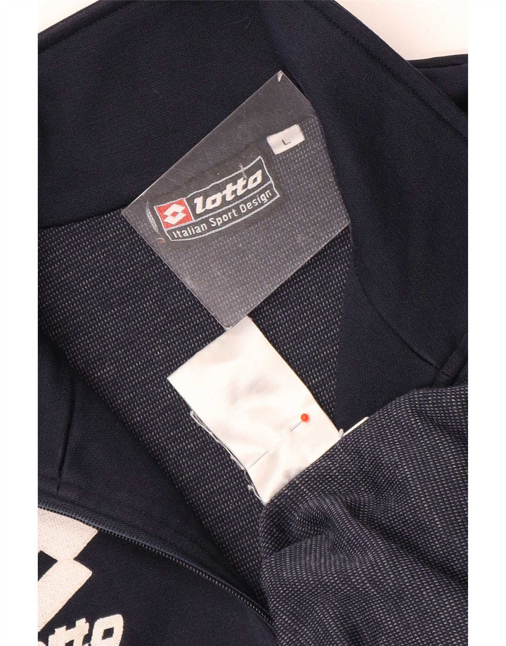Lotto Sweat-shirt graphique à col zippé pour homme, grand, bleu marine, polyester