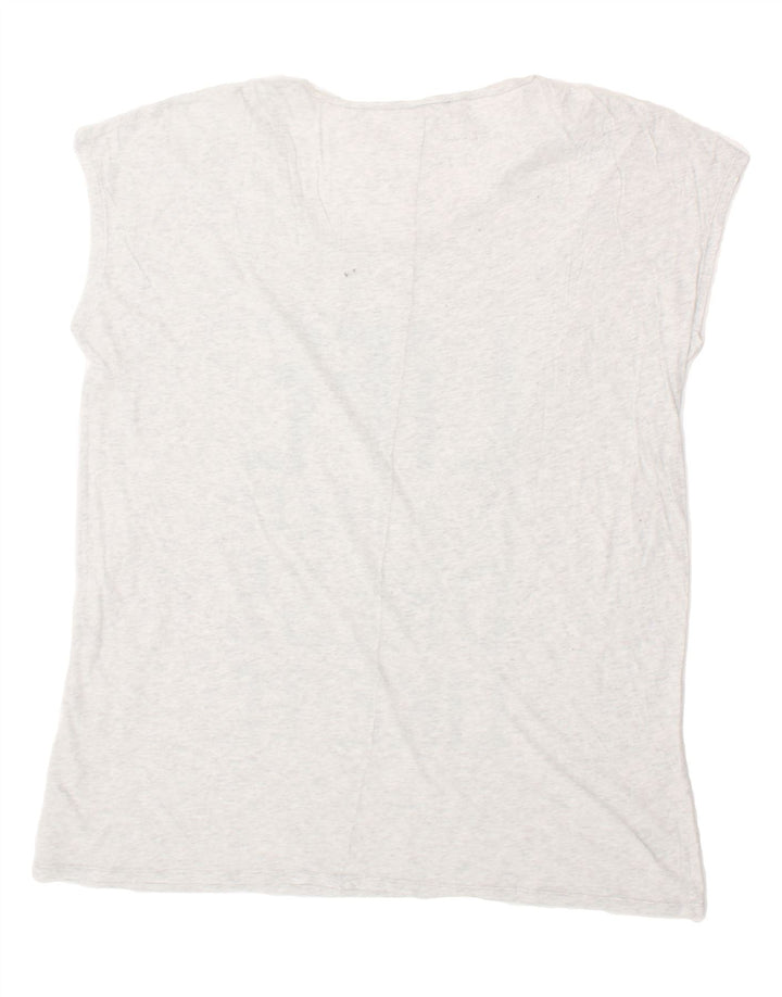 BENETTON Womens Graphic T-Shirt Top UK 14 Medium Grey Cotton Vintage Benetton and Second-Hand Benetton from Messina Hembry 