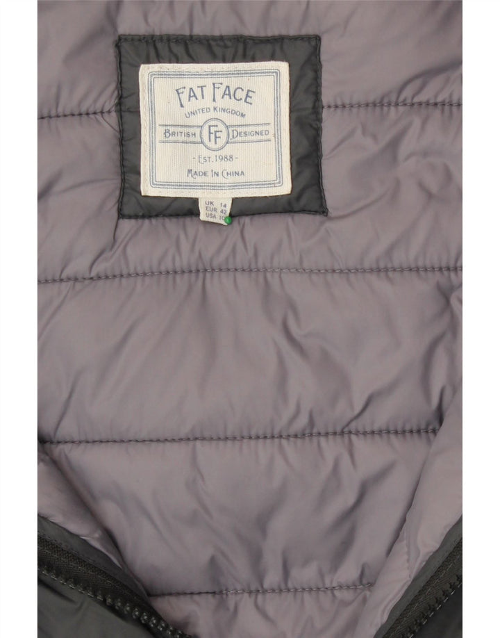 Fat Face Veste matelassée à capuche pour femme UK 14 Large Gris Nylon