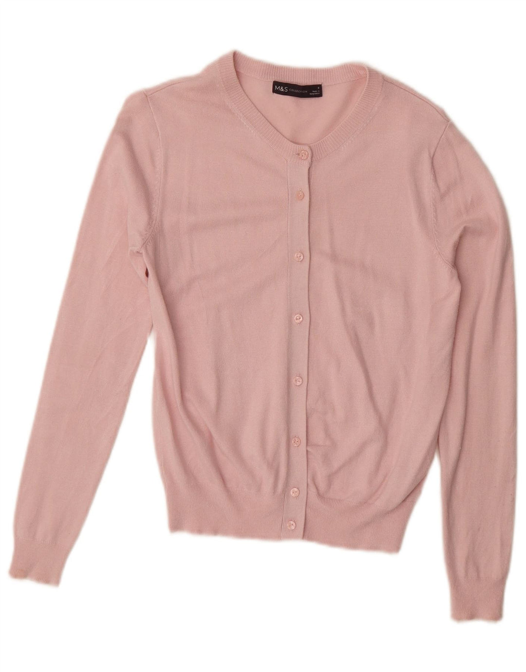 MARKS & SPENCER Pull Cardigan Femme UK 8 Petite Viscose Rose