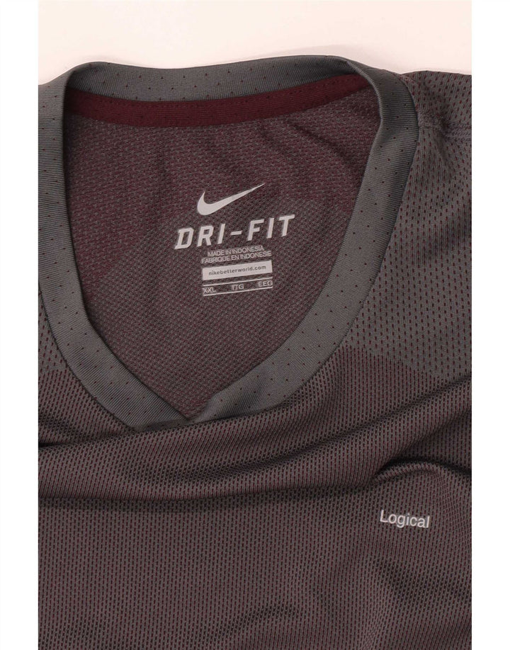 Nike Haut à manches 3/4 pour homme 2XL Gris Colourblock