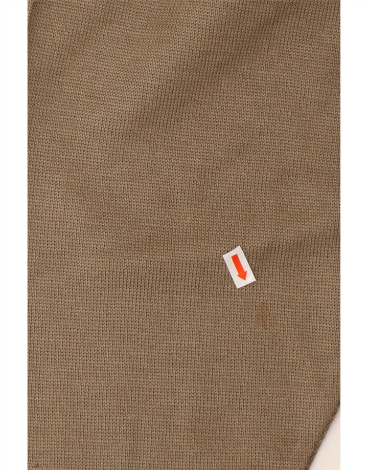 VINTAGE Mens Loose Fit Cardigan Pull Grand Vert Rayé Polyamide