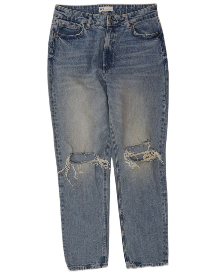 Zara Jean fuselé en détresse pour femme EU 42 Large W32 L30 Bleu