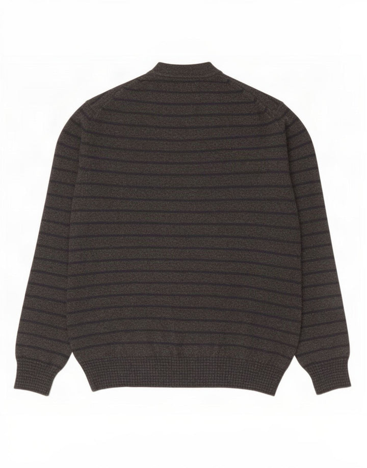 Zara Pull col V pour homme en laine rayée noire