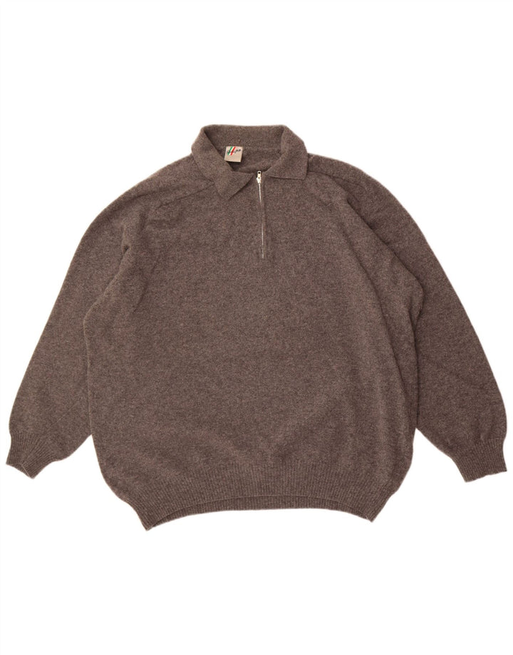 Walbusch Studio Pitti Pull à col polo pour homme Gris 2XL Laine vierge