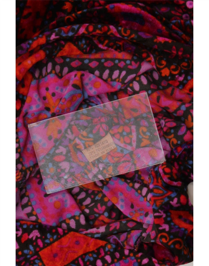 vintage Femmes 3/4 Manches Blouse Top UK 14 Moyen Multicolore Rétro