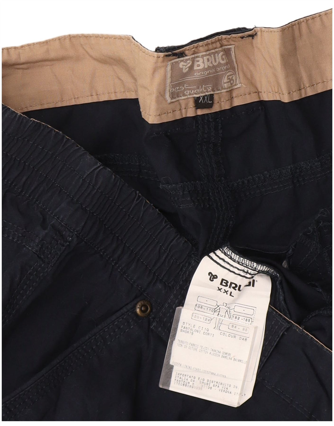 Brugi Short Cargo Homme 2XL W44 Bleu Marine Coton