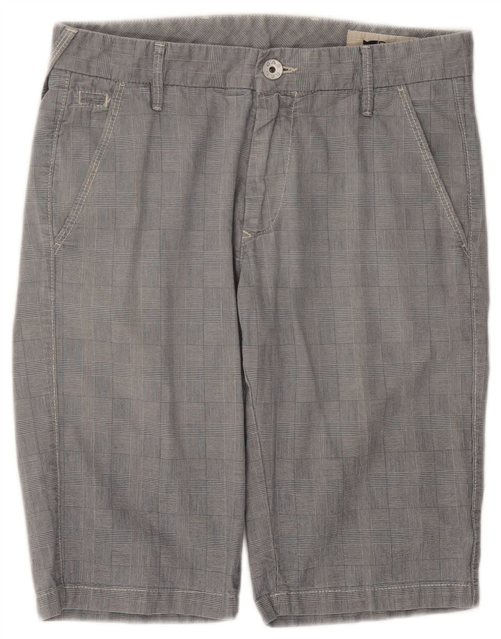 GAS Short Chino Homme W30 Coton Gris Moyen à Carreaux