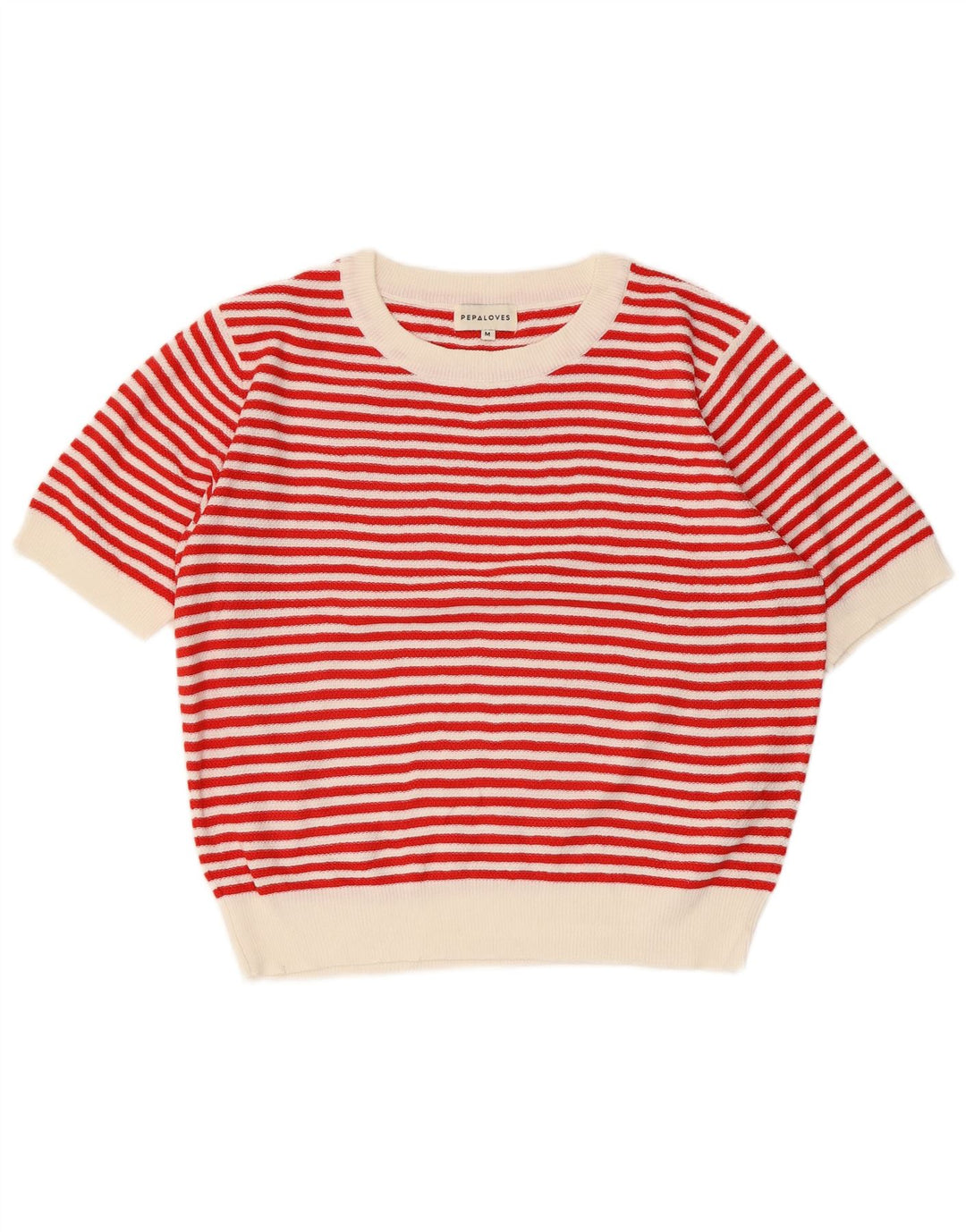 PEPALOVES Pull à col rond pour femme UK 14 Rayé rouge moyen