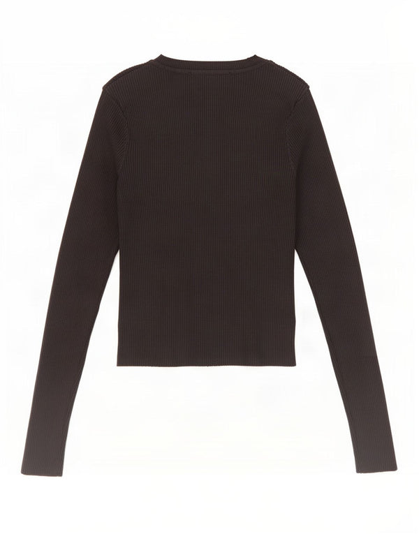 Zara Femme Top Manches Longues UK 8 Small Noir Viscose